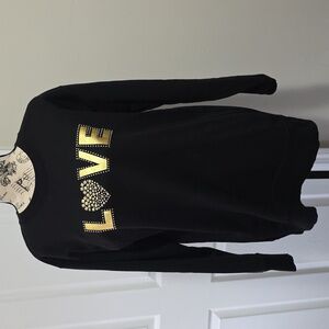 Michael Kors Studded Pyramid Love Heart Sweatshirt Top Black Gold Sz Small Rare